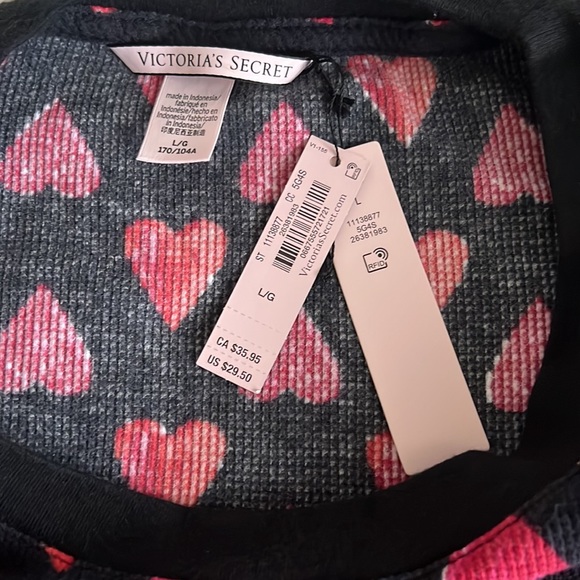 NWT Victoria’s Secret Cotton Long—Sleeve Nightgown ❤️ ♥️ ❤️ Sz L - Picture 3 of 5